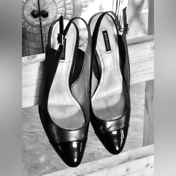 Alex Marie Bronze Patent Toe Slingback Heels - Picture 9 of 12